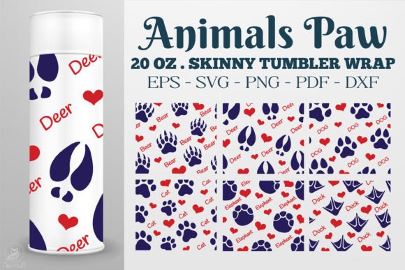 Animals Paw 20 Oz Tumbler Wrap Graphics for Crafts