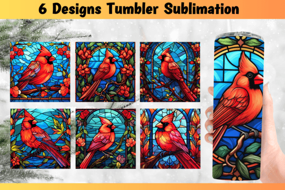 Cardinal Stained Glass Tumbler Sublimati: Graphics & Crafts