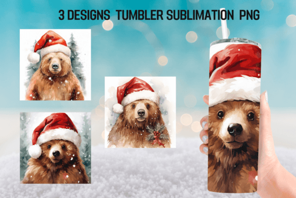 Christmas Bear Tumbler Sublimation Graphics & Crafts