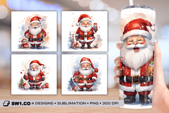Christmas Santa Tumbler Sublimation Wrap Graphics & Crafts