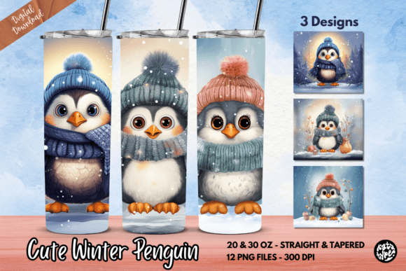 Cute Winter Penguin Tumbler Wrap Graphics & Print Review