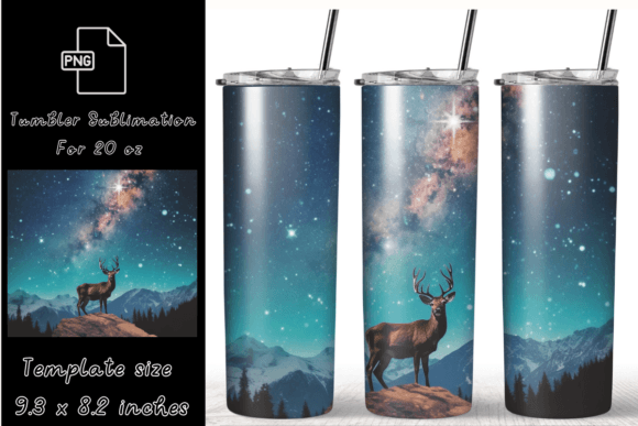 Deer Mountain Night 20oz Skinny Tumbler Graphics & Graphic Templates
