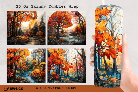 Fall Landscape Tumbler Sublimation Wrap: Graphics & Crafts