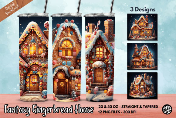 Fantasy Gingerbread House Tumbler Wrap: Graphics & Print Templates