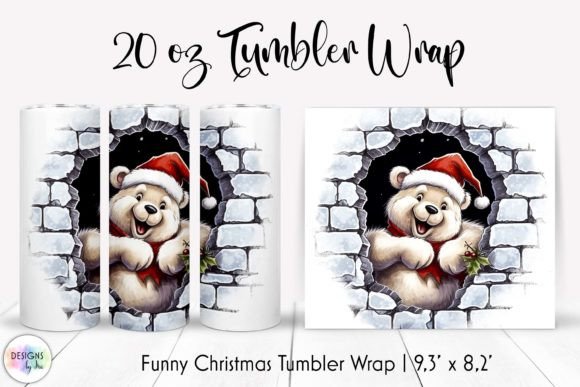 Funny Christmas Bear Tumbler Sublimation Graphics