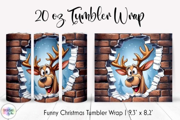 Funny Christmas Reindeer Tumbler Wrap Graphics