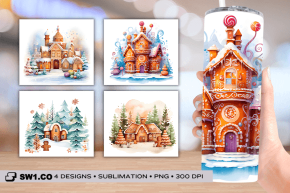 Gingerbread House Christmas Tumbler Graphics & Crafts