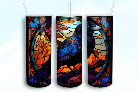 Halloween Raven 20oz Skinny Tumbler PNG Graphics & Crafts