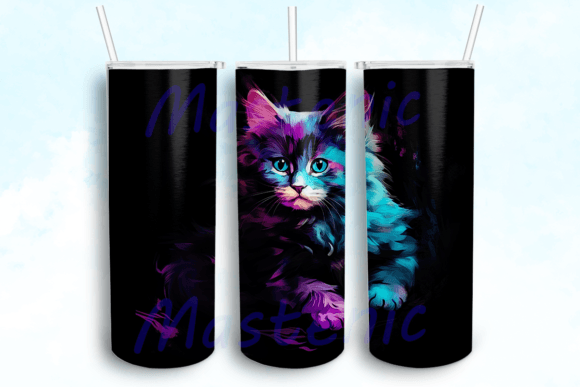 Kitten in Purple and Pink Tumbler Graphics for Crafts