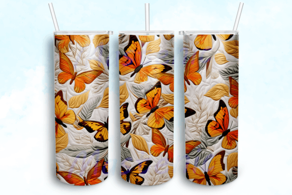 Monarch Butterflies on a Cream Tumbler: Graphics for Crafts & Branding