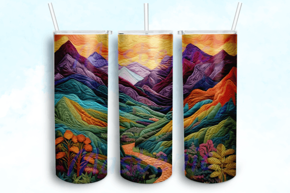 Mountain Landscape with Vivid Tumbler: Graphics for Crafts-Driven Branding
