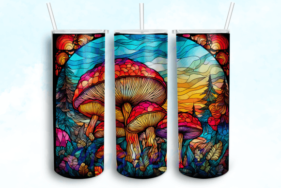 Mushrooms Framed with Flowers Tumbler: Graphics for Crafts Brands