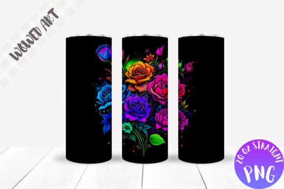 Neon Flowers Tumbler Wrap: Bold Graphics for Crafts