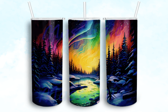 Neon Forest and River Tumbler PNG for Graphics & Crafts
