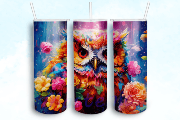 Owl Flowers Tumbler Png: Graphics for Crafts Branding