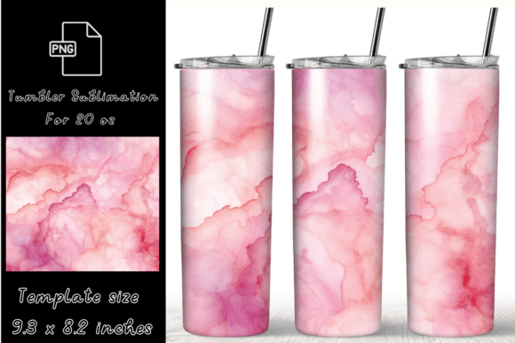 Pink Marble 20 Oz Tumbler Wrap PNG Graphics