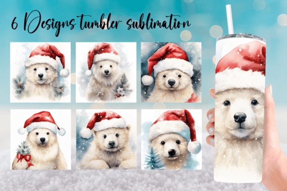 Polar Bear Christmas Tumbler Graphics for Crafts