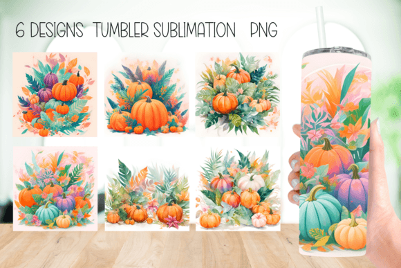 Pumpkin Tumbler Sublimation Design for Crafts & Graphics