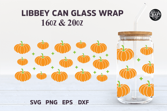 Pumpkins Libbey Can Glass SVG 16oz Wrap Graphics Tumbler Wraps