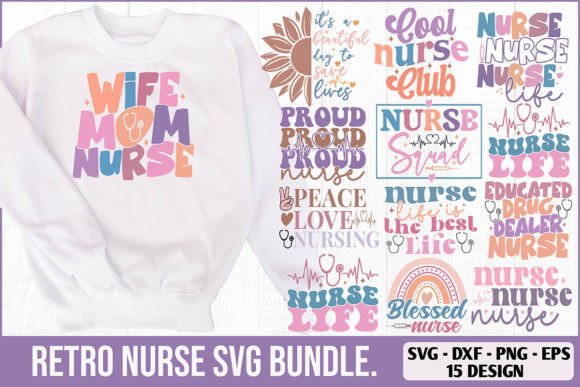 Retro Nurse SVG Bundle: Graphics & T-Shirt Designs