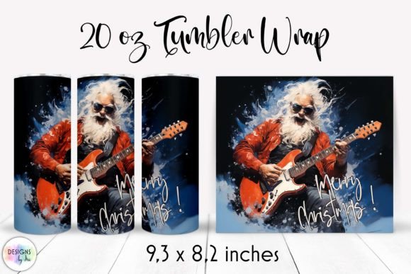 Rockstar Santa Claus Tumbler Wrap Graphics