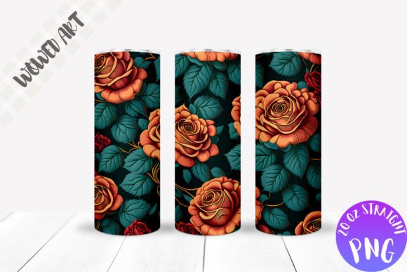 Rose Pattern Skinny Tumbler Wrap for Crafts Graphics