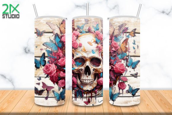 Skulls and Butterflies 20oz Tumbler: Graphics & Print