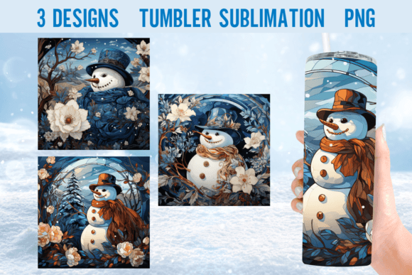 Snowman Stained Glass Tumbler Wrap: Graphics for Crafts
