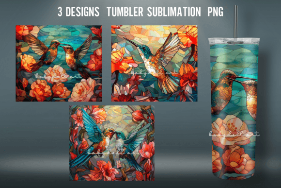 Stained Glass Hummingbird Tumbler Design: Graphics & Crafts