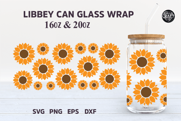 Sunflower Libbey Can Glass Wrap SVG: Graphics & Tumbler Wraps