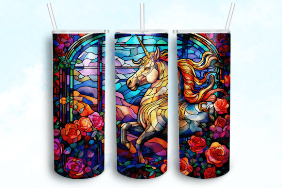 Unicorn with Flowers in Vivid Tumbler: Graphics for Crafts