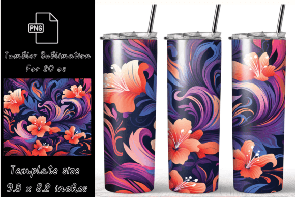 Vintage Flowers 20oz Skinny Tumbler Graphic Templates